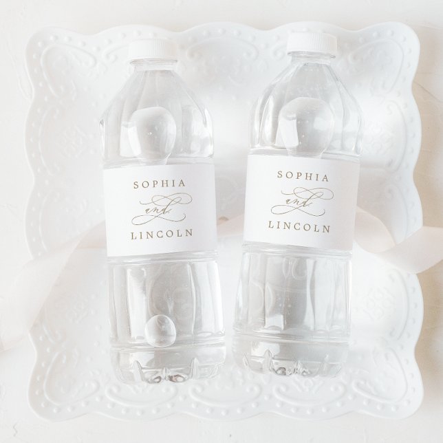 Romantic Gold Calligraphy Water Bottle Label (Creator Uploaded)