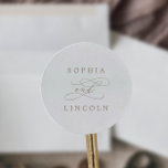 Romantic Gold Calligraphy Wedding Envelope Seals<br><div class="desc">These romantic gold calligraphy wedding envelope seals are perfect for a simple wedding. The modern classic design features fancy swirls and whimsical flourishes with gorgeous elegant hand lettered faux champagne gold foil typography. Personalise the label with the names of the bride and groom. Please Note: This design does not feature...</div>