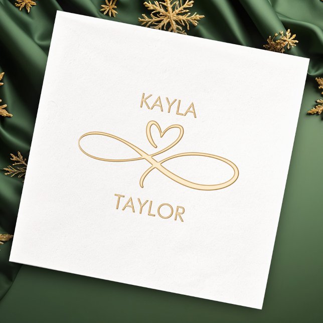 Romantic Gold Calligraphy Wedding  Foil Napkins (Creator Uploaded)