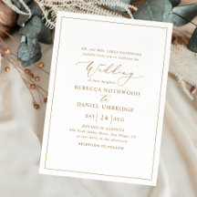Romantic Gold Calligraphy Wedding Invitations