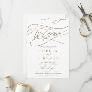 Romantic Gold Calligraphy Wedding Program Programme