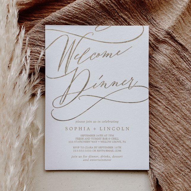 Romantic Gold Calligraphy Welcome Dinner Invitation (Creator Uploaded)