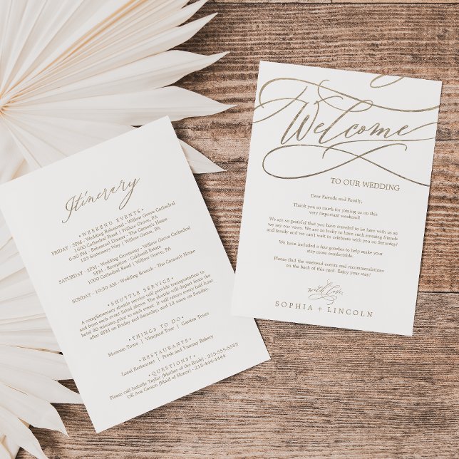 Romantic Gold Calligraphy Welcome Itinerary Letter (Creator Uploaded)