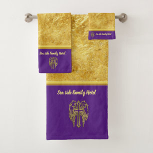Romantic Gold catholic cross with gold foil looks Bath Towel Set