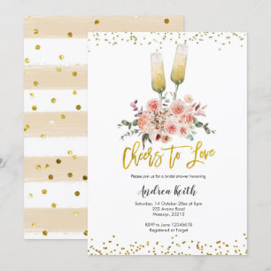Romantic Gold Cheers to Love Bridal Shower Invitation