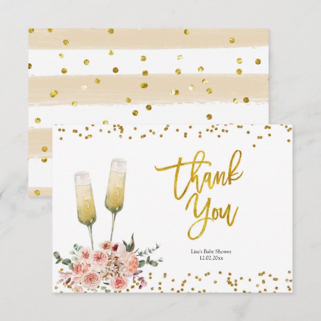 Romantic Gold Cheers to Love Thank You Card (Front/Back)