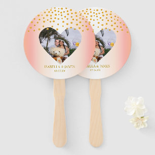 Romantic Gold Confetti on Rose Gold Personalised Hand Fan