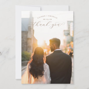 Romantic Gold Contemporary Photo Thank You Card
