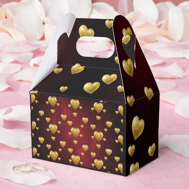 Romantic Gold & Crimson Wedding Favor Box (Wedding)