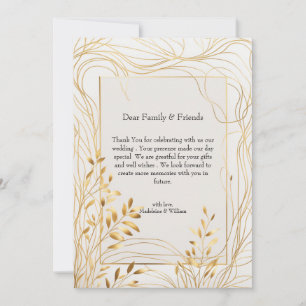 Romantic Gold & Eucalyptus Wedding  Thank You Card
