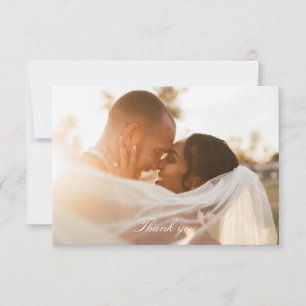 Romantic Gold Faux Foil Photo Wedding Thank You Card