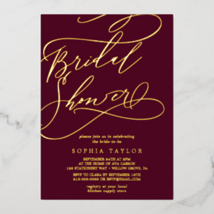 Romantic Gold Foil Burgundy Bridal Shower