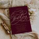 Romantic Gold Foil | Burgundy The Wedding Of<br><div class="desc">This romantic gold foil burgundy flourish wedding invitation is perfect for a simple wedding. The modern classic design features fancy swirls and whimsical flourishes with gorgeous elegant hand lettered gold foil pressed typography on a burgundy background.</div>