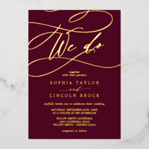 Romantic Gold Foil   Burgundy We Do Wedding