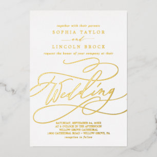 Romantic Gold Foil Calligraphy Flourish Wedding