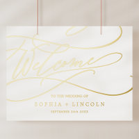 Romantic Gold Foil Elegant Fancy Wedding Welcome