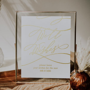 Romantic Gold Foil Elegant Wedding Well Wishes Prints