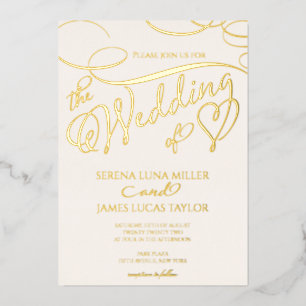 Romantic Gold Foil Flourish Calligraphy Wedding