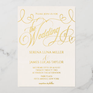 Romantic Gold Foil Flourish Calligraphy Wedding
