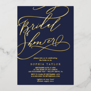 Romantic Gold Foil   Navy Blue Bridal Shower