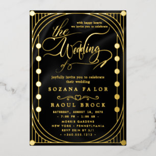 Romantic Gold Foil   Navy Blue Frame Wedding