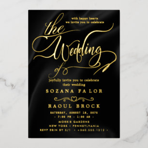 Romantic Gold Foil   Navy Blue Frame Wedding