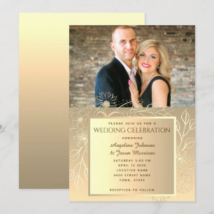 Romantic Gold Foil Photo Wedding Invitation
