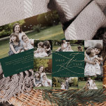 Romantic Gold Green What A Year 7 Photo Family Holiday Card<br><div class="desc">This romantic gold green what a year 7 photo family holiday card is the perfect simple holiday greeting. The modern classic design features fancy swirls and whimsical flourishes with gorgeous elegant hand lettered faux champagne gold foil typography. Personalise the card with 7 photos, your family name, first names, and year....</div>
