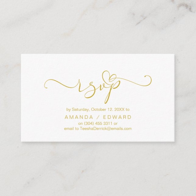 Romantic, Gold, Invitation RSVP, respond (Front)