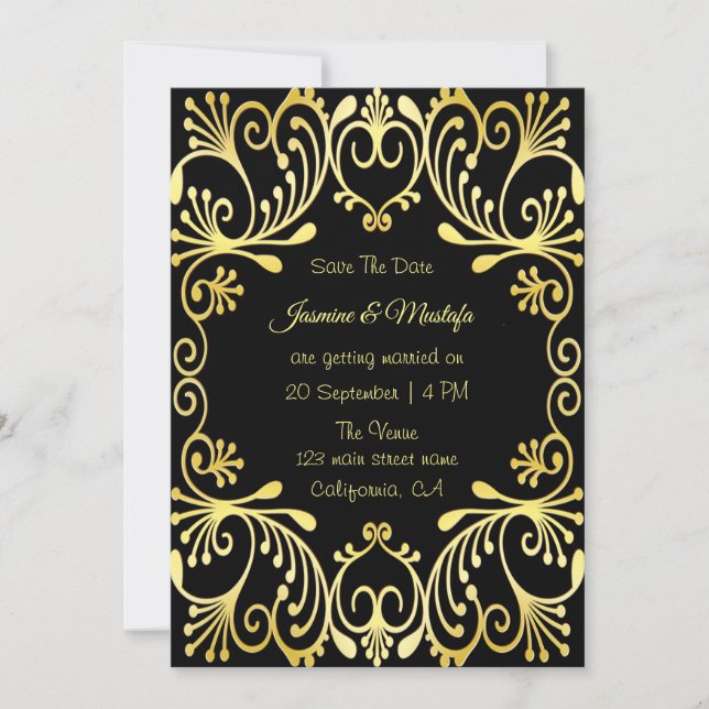 Romantic Gold Islamic Wedding Invitation (Front)