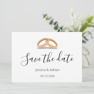 Romantic Gold Rings Save the Date Custom Photo