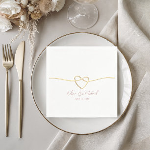 Romantic Gold Rope Heart Wedding Napkin
