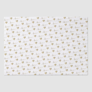 Romantic Gold Script Love Hearts Wedding    Tissue Paper