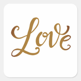 Romantic Gold Scripture - Love Square Sticker