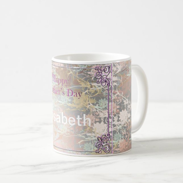 Romantic ,gold, Teal,, Watercolor, Chic, Floral  Coffee Mug (Front Right)