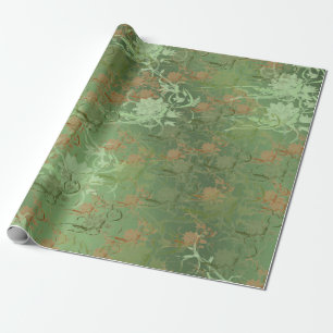 Romantic ,gold, Teal,, Watercolor, Chic, Floral Wrapping Paper