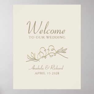 Romantic Gold Wedding Welcome Poster