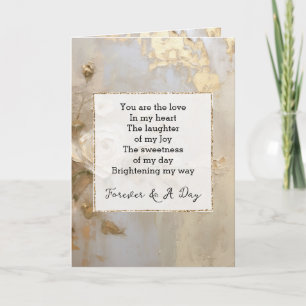 Romantic Gold White Roses Forever Poem Card