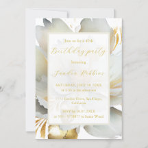 Romantic golden flower Birthday Invitation
