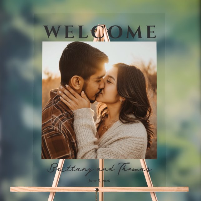 Romantic Golden Modern Photo Acrylic Sign (Neutral)