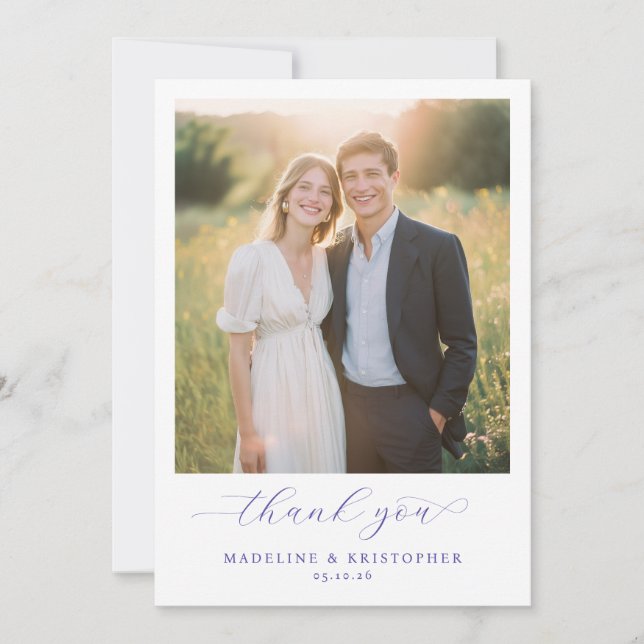 Romantic Golden Photo Thank You Card (Front)