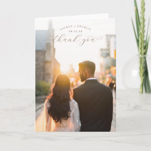Romantic Golden Sunset Photo Thank You Card
