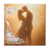 Romantic Golden Sunset Silhouette  Wedding Napkins