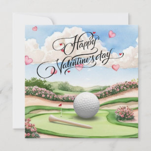 Romantic Golf Course with Roses – Watercolor Holiday Card