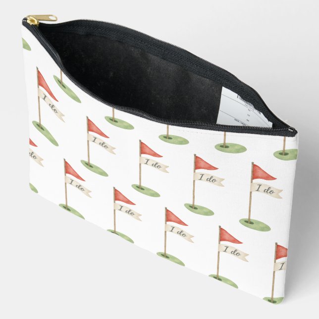 Romantic Golf Flag "I Do" Golf Wedding Favour Accessory Pouch (Open)