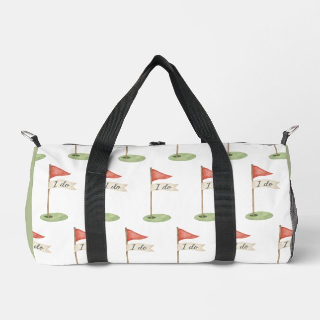 Romantic Golf Flag "I Do" Golf Wedding Favour Duffle Bag (Front)