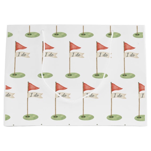 Romantic Golf Flag "I Do" Golf Wedding Favour Large Gift Bag (Front)