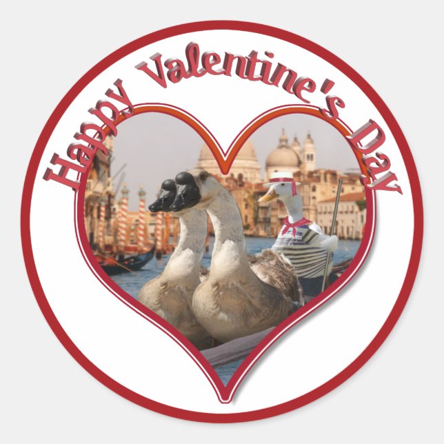 Romantic Gondola Ride for Valentine's Day Classic Round Sticker (Front)