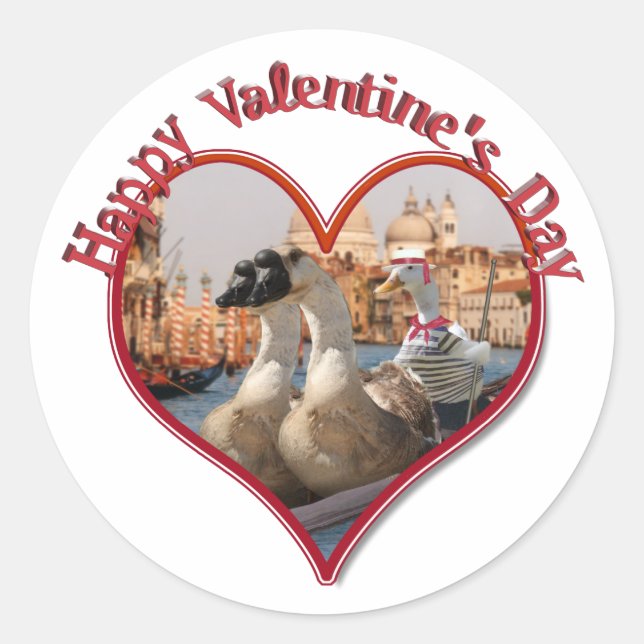 Romantic Gondola Ride for Valentine's Day Classic Round Sticker (Front)