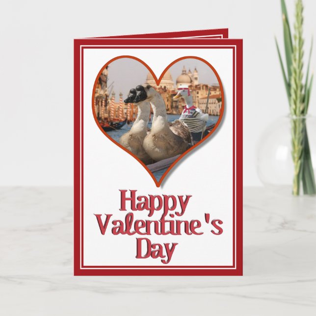 Romantic Gondola Ride for Valentine's Day Holiday Card (Front)